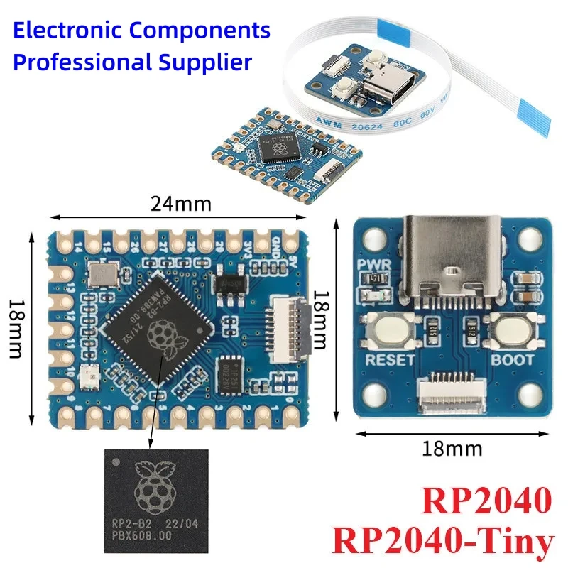 RP2040-Tiny RP2040 ZERO Raspberry Pi PICO Development Board Module Chip USB Type C Interface 264KB SRAM 2MB Flash For Arduino