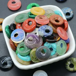 1pc 18mm Natural Stone Crystal Side Hole Peace Pendant 6mm Large Hole Charms for Jewelry Making DIY Necklace Earrings Accessory