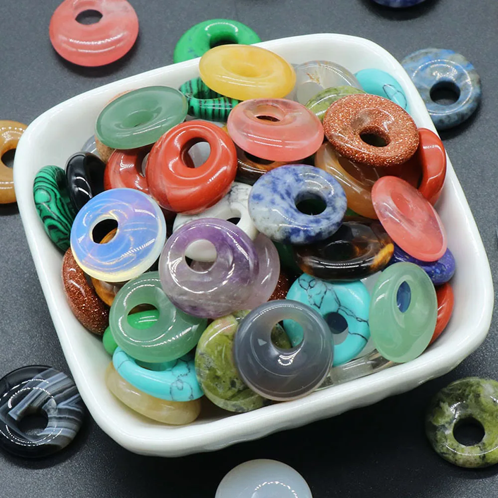 1pc 18mm Natural Stone Crystal Side Hole Peace Pendant 6mm Large Hole Charms for Jewelry Making DIY Necklace Earrings Accessory