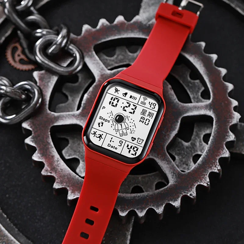 Reloj Digital de moda para hombres y mujeres, relojes deportivos LED impermeables, reloj multifunción Spaceman, reloj de pulsera electrónico para estudiantes