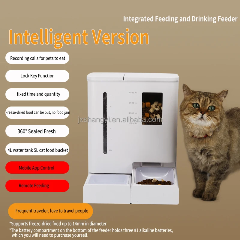 5L 2 In 1 Food And Water 2 In 1 Smart Automatic Pet Bowls Feeders With HD Camera App Control