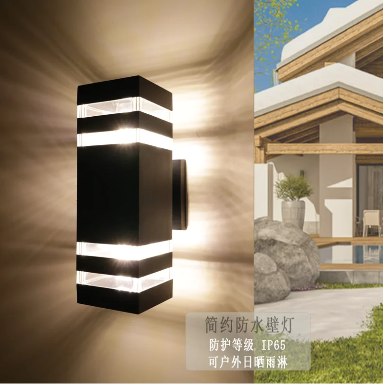 Luces E27 para exteriores, luz de pared impermeable, de aluminio, para jardín, doble cabezal, iluminación de pasillo