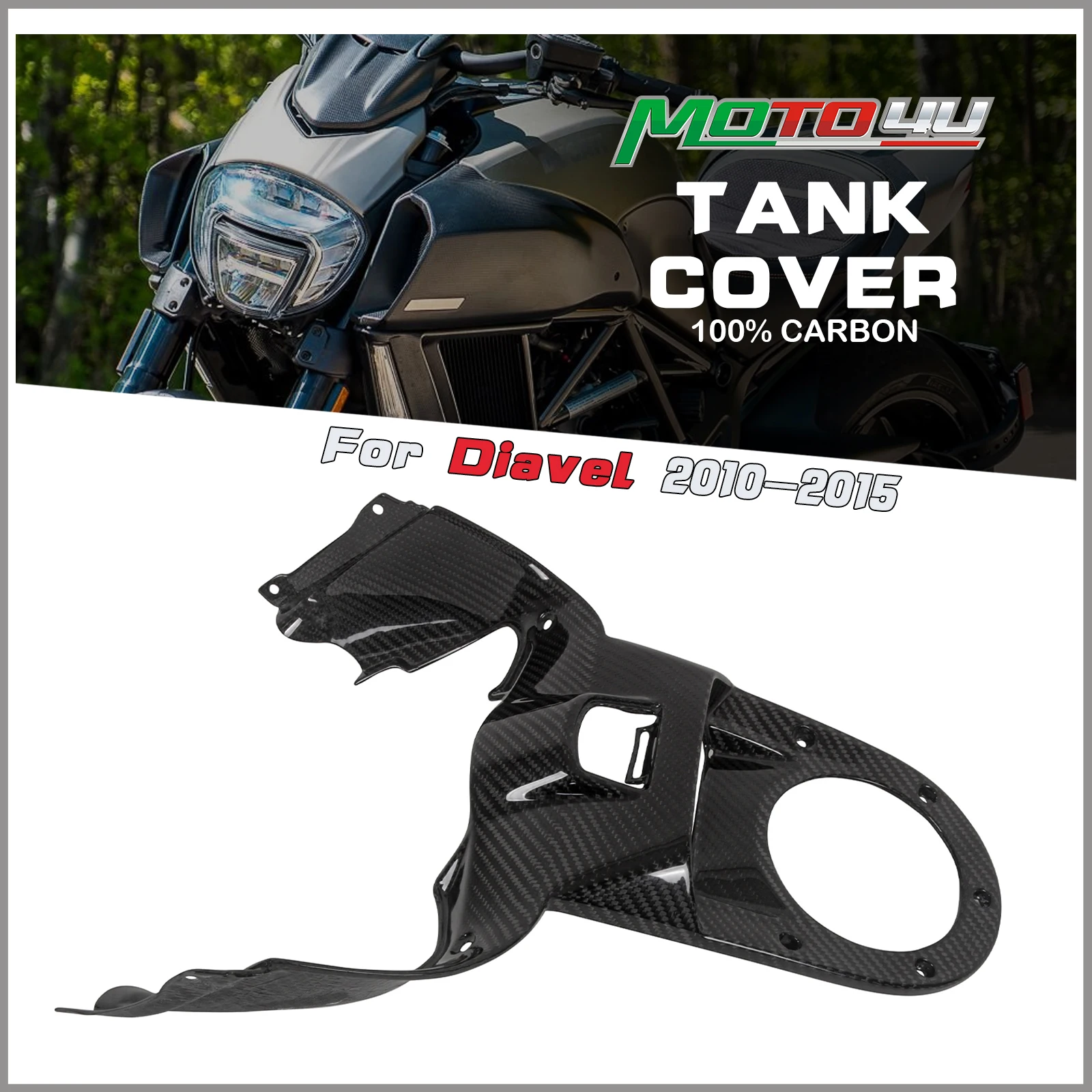 MOTO4U For Ducati Diavel 2011-2019 100% Carbon Fiber Top Tank Cover Panel Motorcycle Fairing
