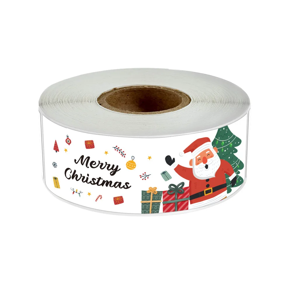 120pcs/roll Red Green Merry Christmas Stickers Santa Claus Labels for Gift Package Card Envelope Wrapping Party Small Business