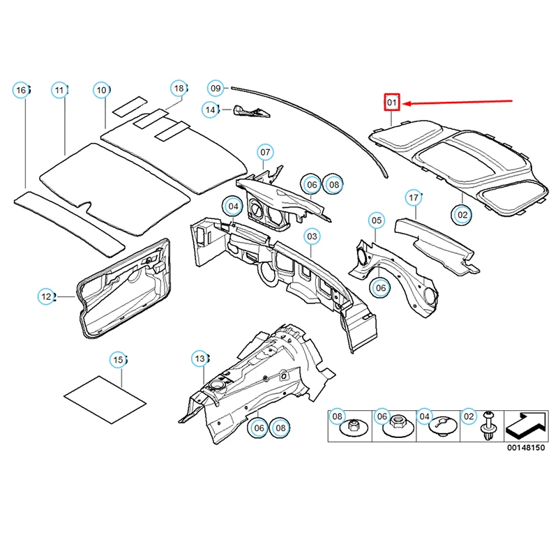 #51487148208 tappetino per isolamento termico insonorizzato con cappuccio in cotone per cofano auto per BMW E60 E61 525i 528i 530i