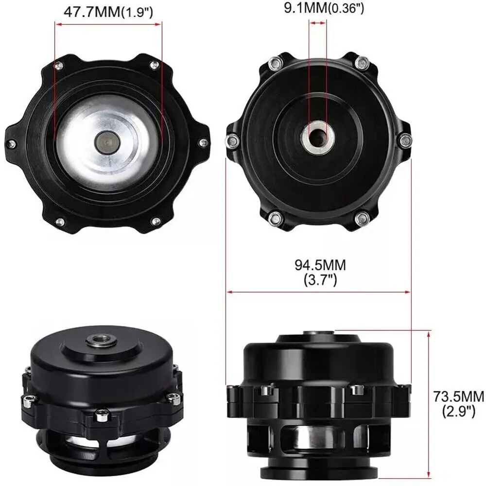 อลูมิเนียมสากล 50 มม. Blow Off Valve Dump Valve BOV พร้อมหน้าแปลน V-band สีดํา