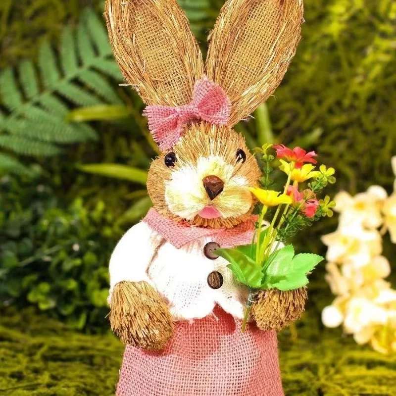 Straw rabbit straw material mother's day DIY three-dimensional