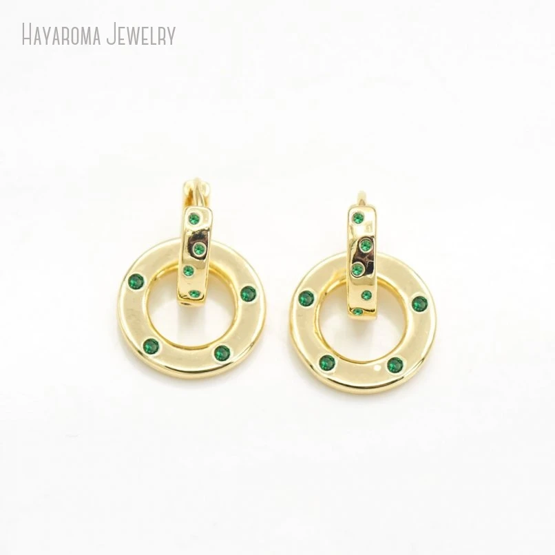 

5Pcs Copper Gold Color Metal Round Coin Shape Circle Wholesale Earrings