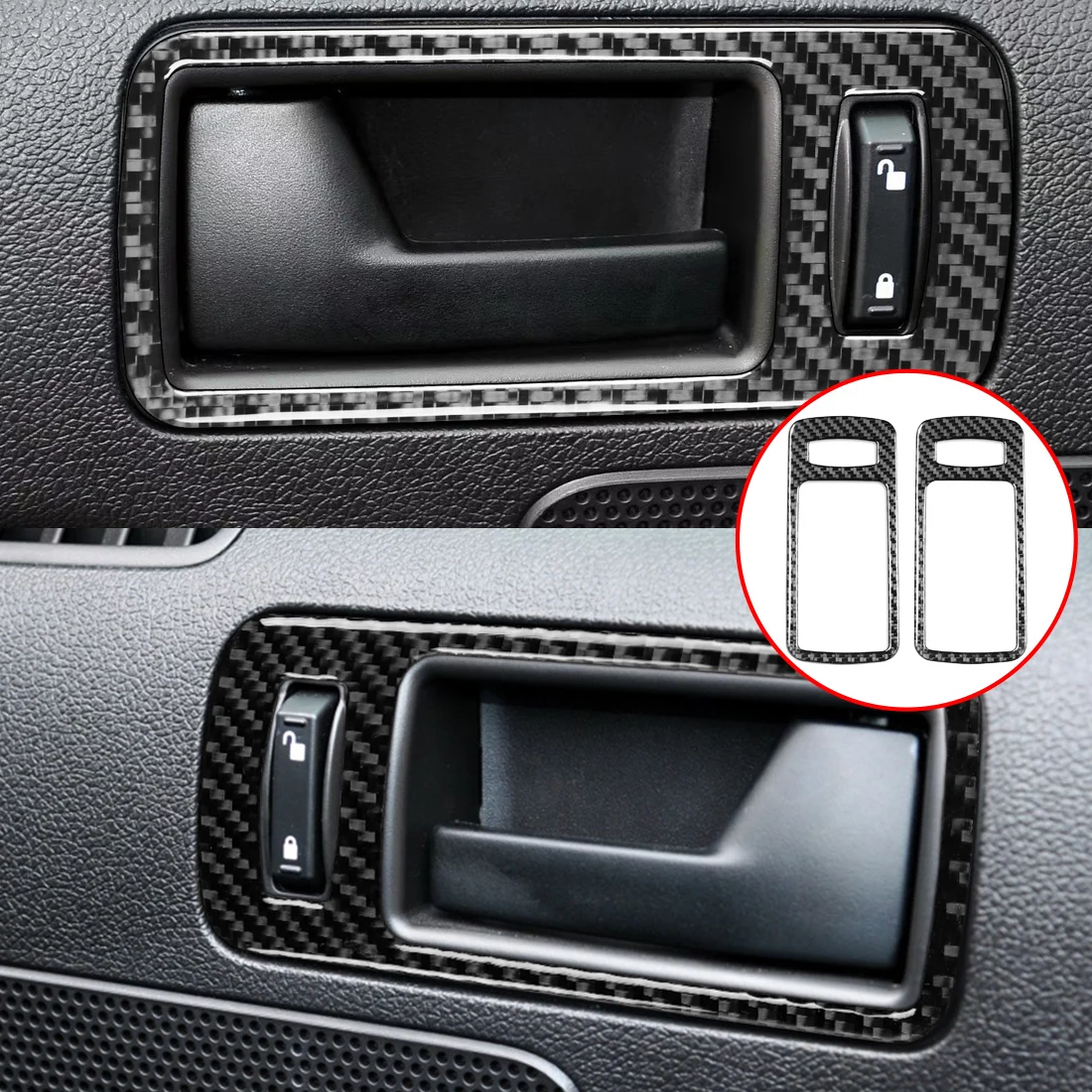 ملصق وعاء من ألياف الكربون ، ملحقات داخلية لباب السيارة لفورد موستانج #3