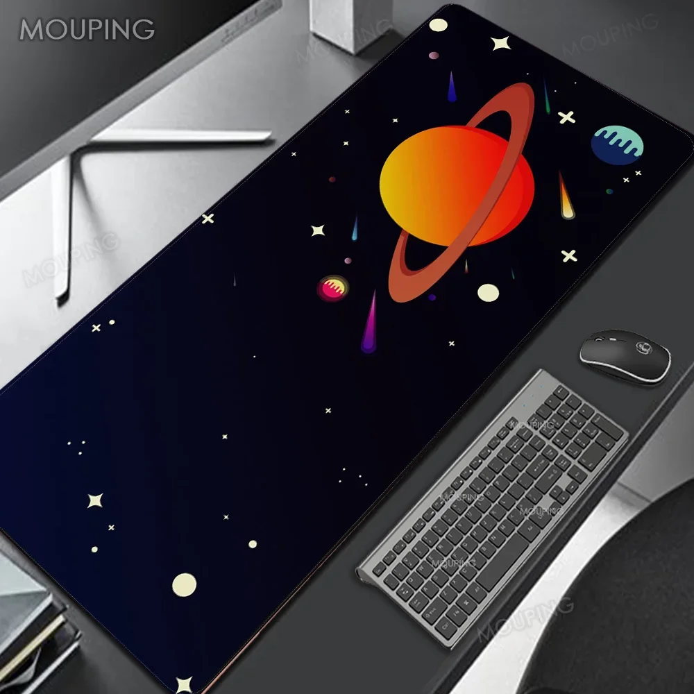 Mouse Pad minimalista com planetas para empresa gamer, tapete espacial, estrelas, desktop, tapetes de mesa, mesa, frete grátis, xl, 90x40