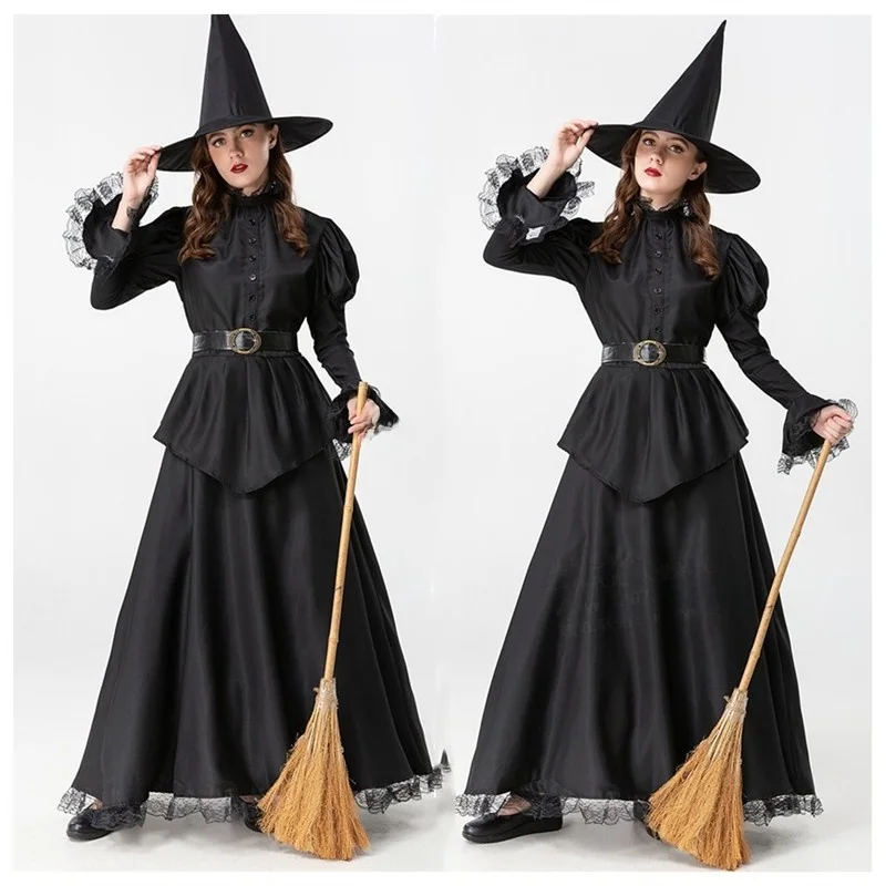 

Black Witch Long Dress Halloween New Style Costume Makeup Performance Outfit Women's Traditional Chinese Costume Stage Perfor...
