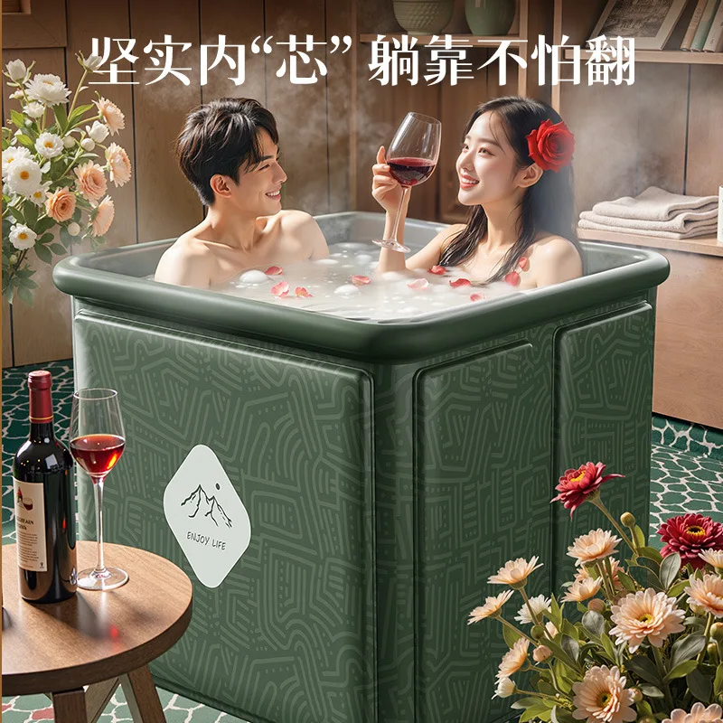 Quanqi Foldable Adult Bath Tub, Portable Large Soaking Tub, No Installation Required, Household Full Body Bath Bucket