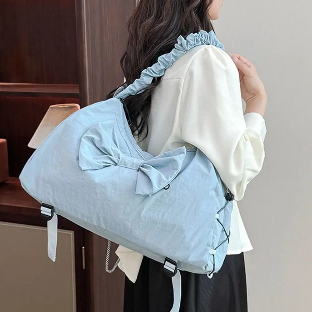 

Simple Bow Design Sports Gym Bag Travel Large Capacity Yoga Mat Carry Bag Lightweight Ｗaterproof Fitness Training Bag Women
