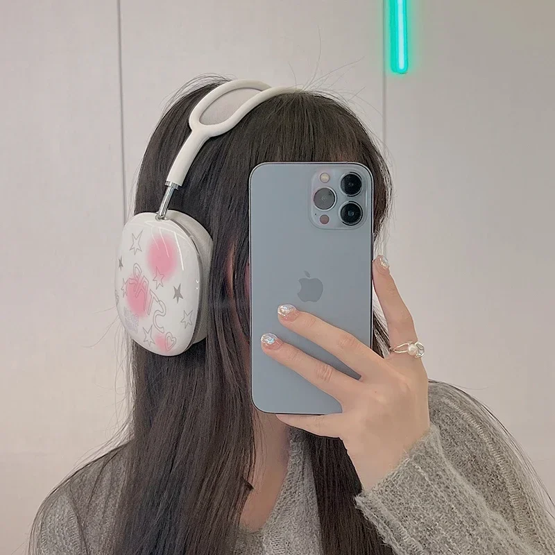 Gradient Pink Star Airpods Max Headphones Case Cover YK2 Niche Custom Airpods Cases Headphones Accessories Decoration Gift