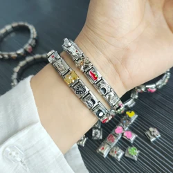 120pc Module Italian Bracelet Charms Pendant Heart Flower Links Fit 9mm Italian Bracelet Stainless Steel DIY Jewelry Making Gift