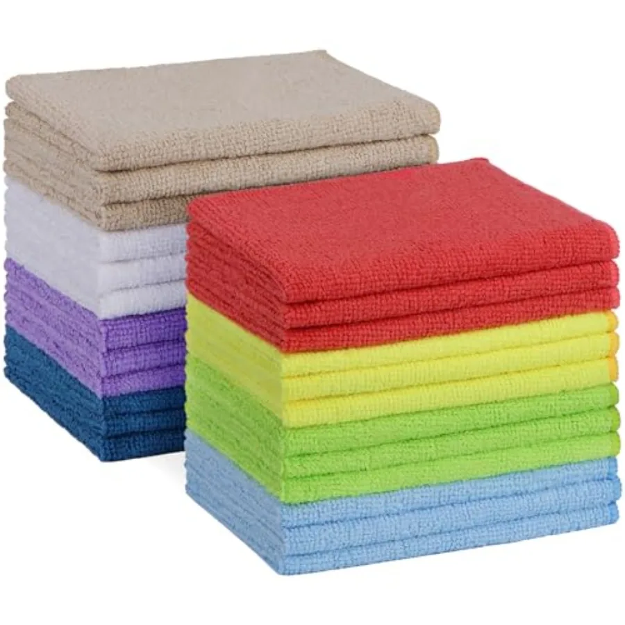 

Microfiber Cleaning Cloth, 24 Pack Absorbent Cleaning Rags with 8 Color Assorted, Lint-Free Cleaning Towels for Car Kitchen Hou