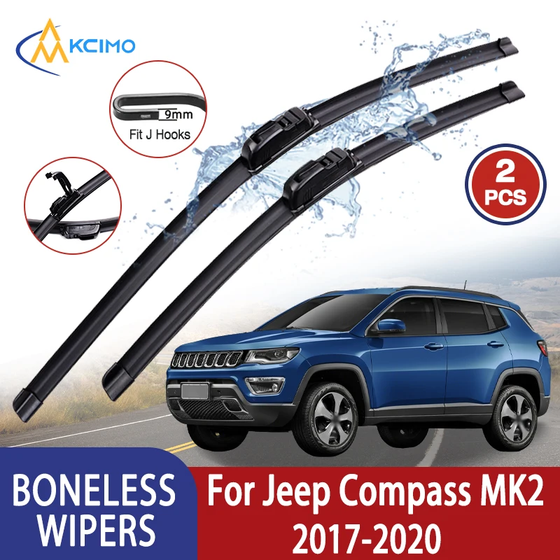 Für Jeep Compass MK2 2017-2020 Auto Wischer U-typ Weiche Gummi Ohne Knochen Wischer HD Leise Langlebig Automotive wischer 24 "+ 18"