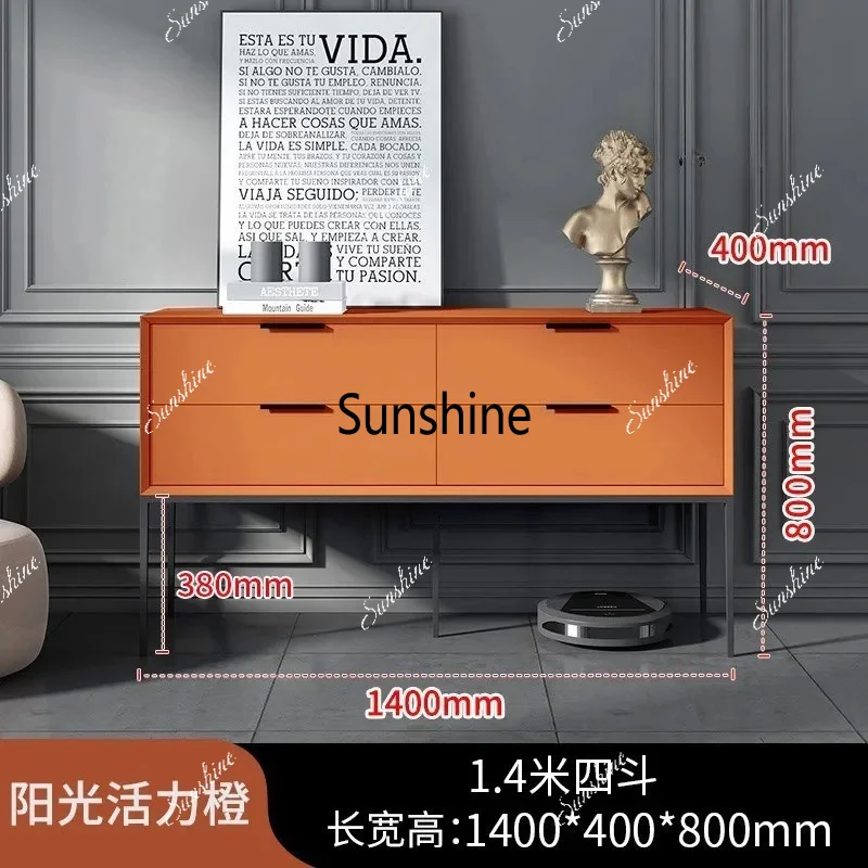 Italian minimalist light luxury chest cabinet simple modern cabinet bedroom drawer storage living room solid wood dining side