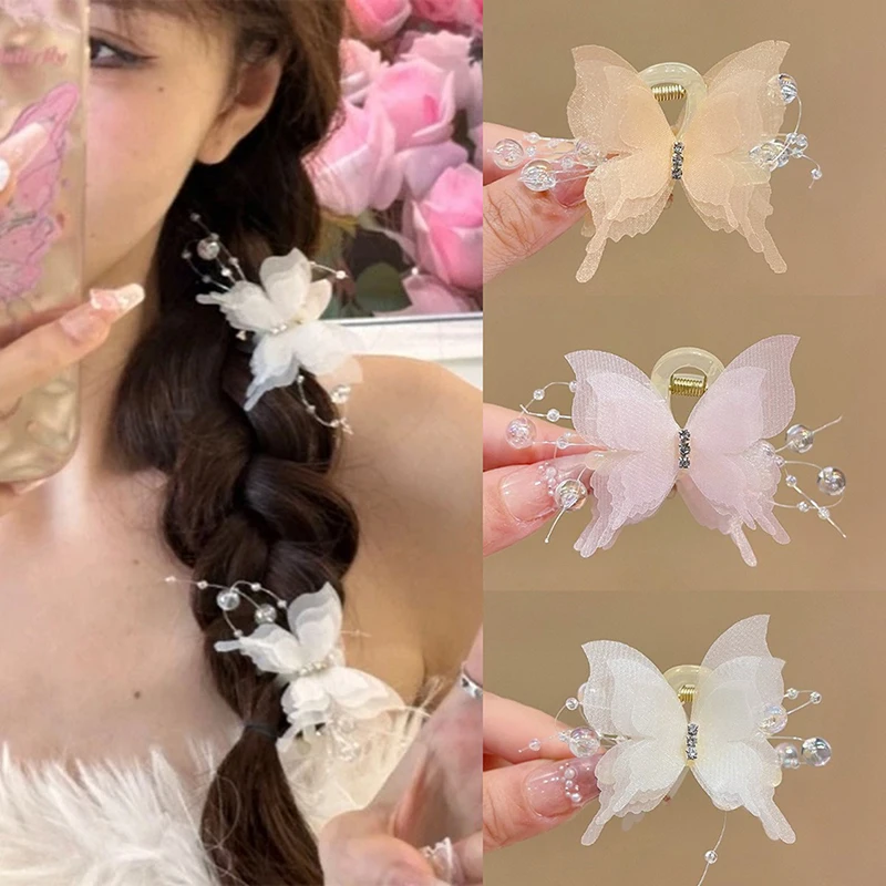 Tulle Butterfly Hair Clip For Women Girls Colorful Hairpin Side Clip Sweet Cute Butterfly Barrette Hair Accessories