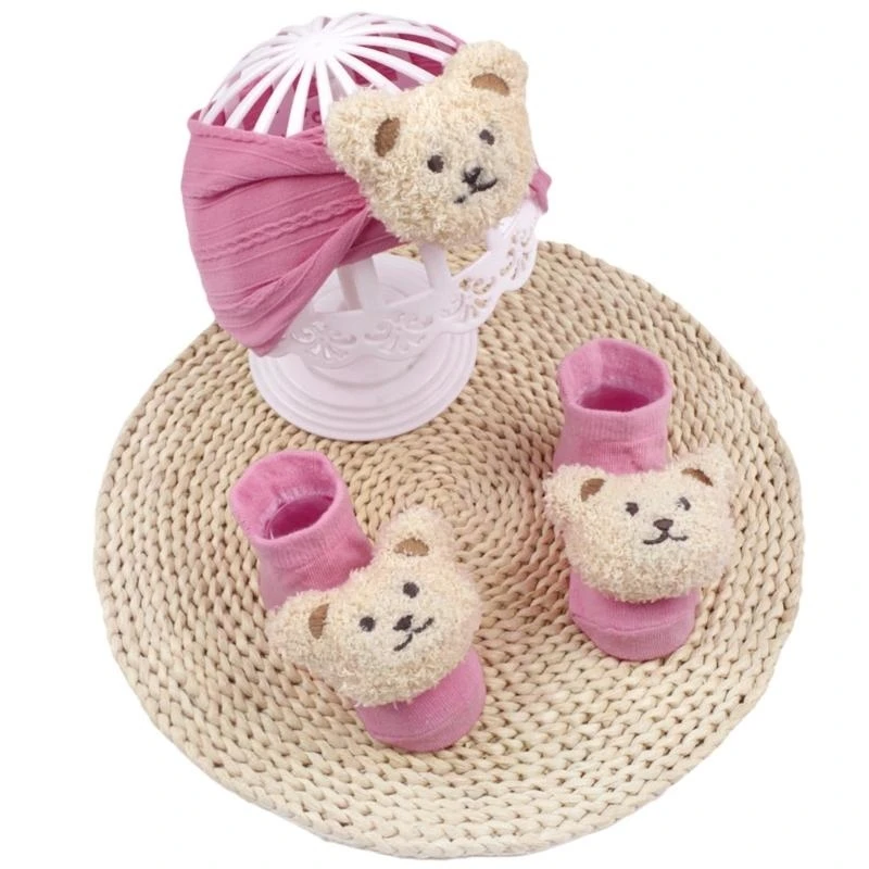 

J15U 2 шт. детские носки-поло с подходящей повязкой на голову головной убор с милым медведем для малышей