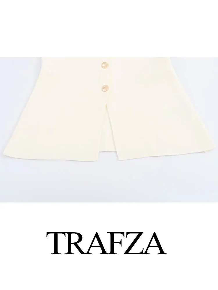 TRAFZA 2024 Moda damska Kamizelka z dzianiny Solid O Neck Slim Cardigan Tank Top Kobieta Casual Chic Elegancka kamizelka damska Tops