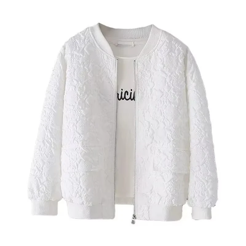 Couleur unie dames veste de Baseball courte nouveau coréen printemps décontracté blanc veste haut femme Cardigan vestes à glissière mode