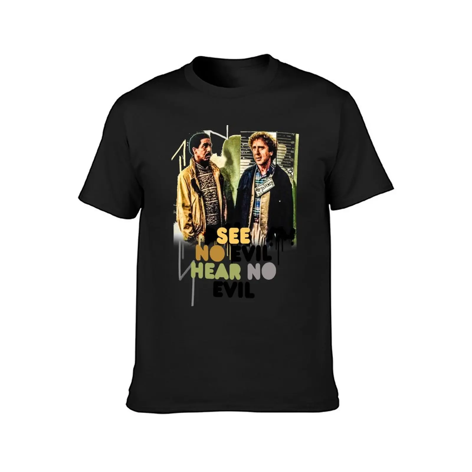 see no evil hear no evil film print T-Shirt cute tops Aesthetic clothing customs t shirts for men graphic