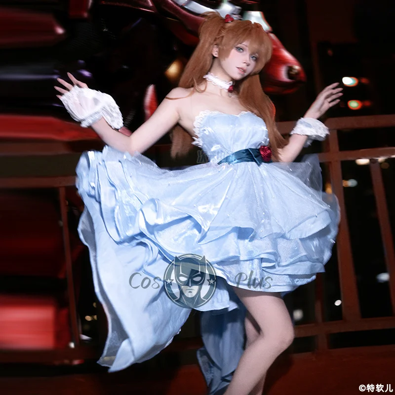 Asuka Langley Soryu EVA Cosplay Costume Wig Sweet Blue Dress Outfits Women Halloween Christmas Carnival Party Suit