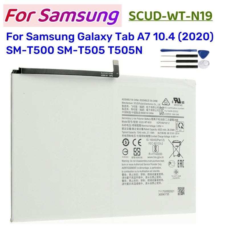 SCUD-WT-N19 Battery For Samsung Galaxy Tab A7 10.4 (2020) SM-T500 SM-T505 T505N Capacity Replacement Repair Part Tablet 7040mAh