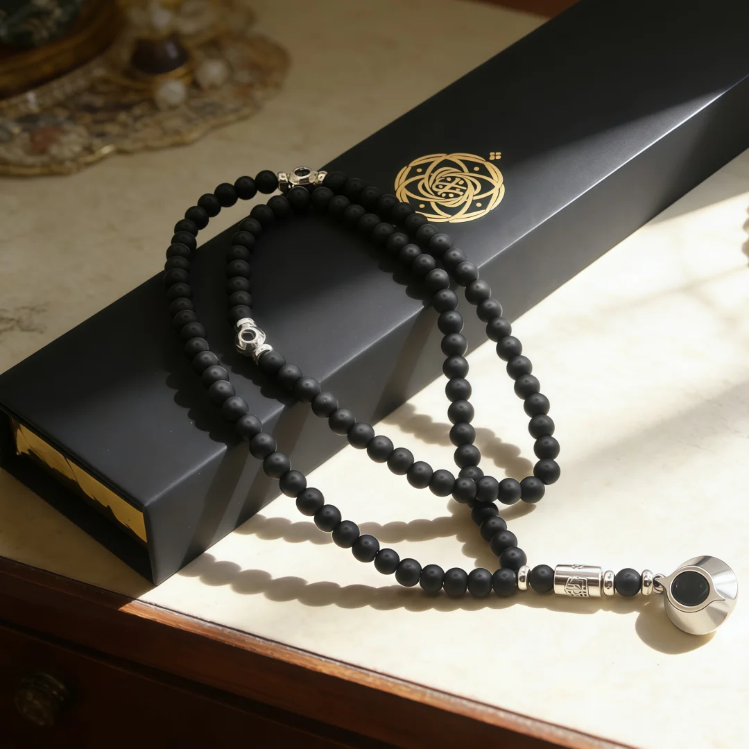 

Новые черные мусульманские молитвенные четки из камня галлстоун в подарочной коробке, исламские четки для похваления, арабские четки, Турция, праздничный подарок для мужчин и женщин