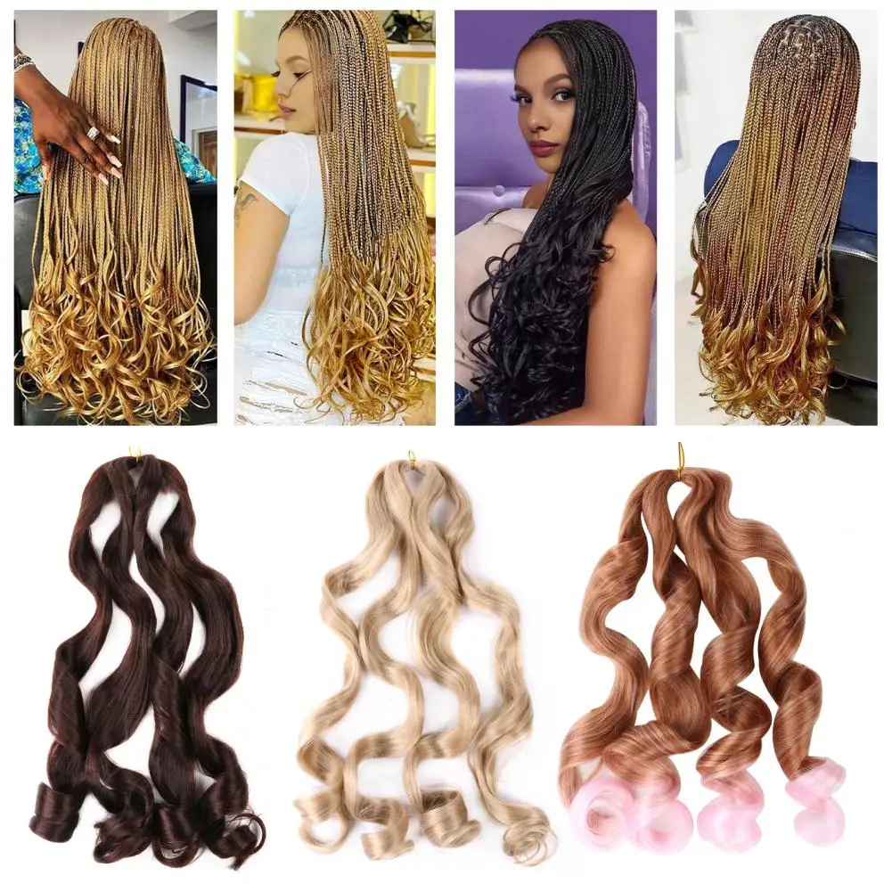 20-Inch French Curl Braiding Hair Natural Looking Synthetic Loose Wavy Braiding Hair Women French Curly Braids Hair Extension