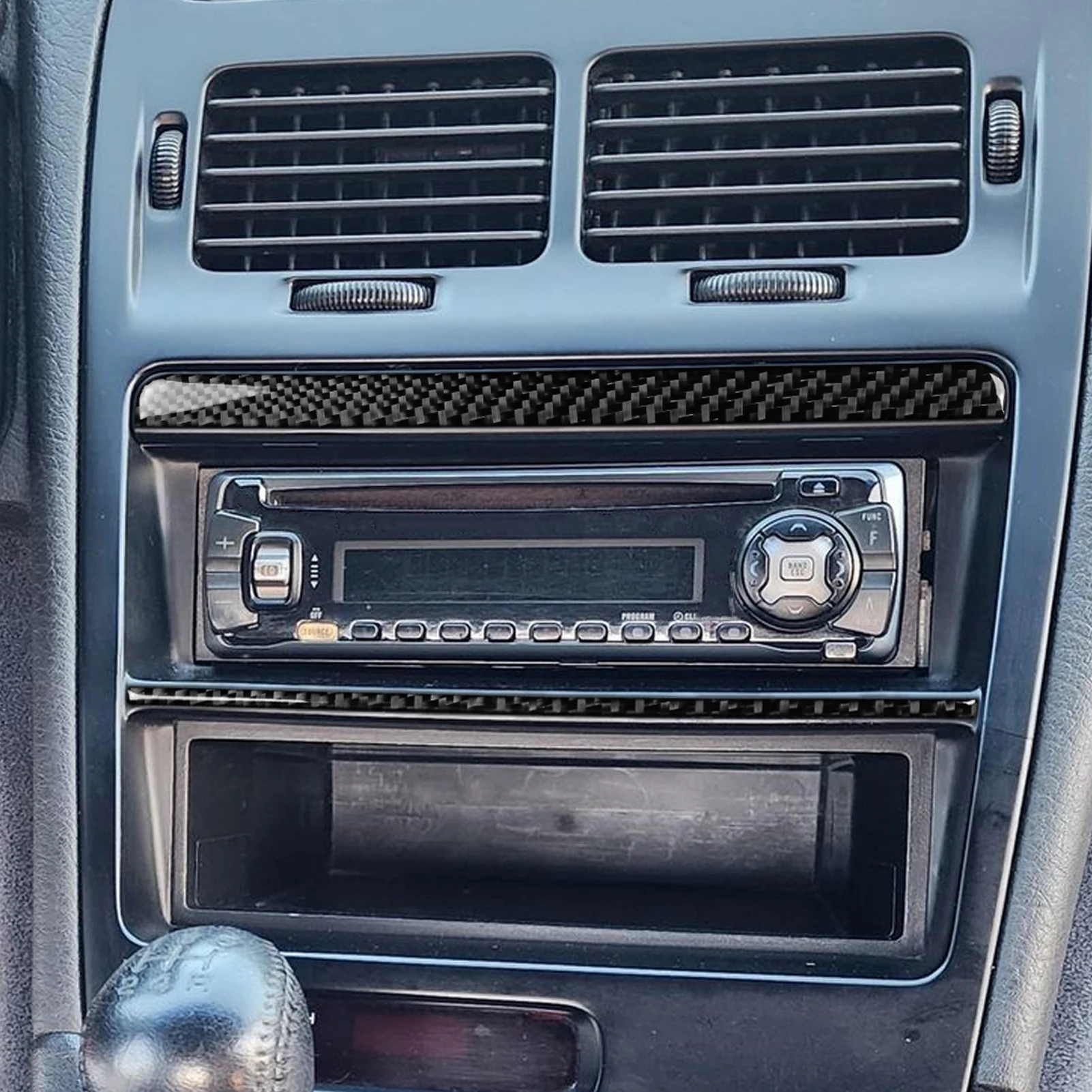 ألياف الكربون الحقيقية اكسسوارات السيارات راديو شرائط غطاء الكسوة لينة ملصق لنيسان 300ZX Z32 1989 90 91 92 93 94 95 96 1997