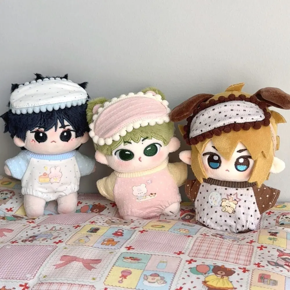 Cartoon T-shirt 20cm Cotton Doll Clothes Peaked Cap Outfit Cotton Doll's Clothes Mini White Plush Doll Clothes 20cm Cotton Doll