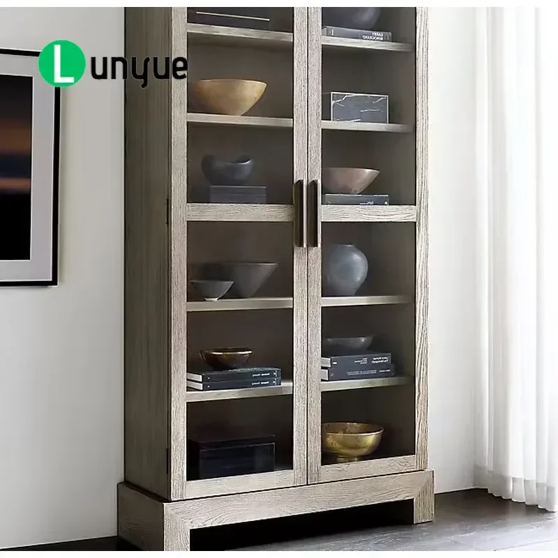 American Rural Simple Bookcase Italian Modern Combination Wine Cabinet Storage Shelf Living Room Home Furniture Display Unit