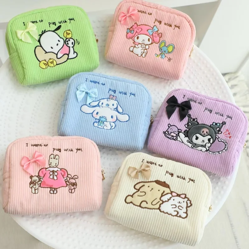 

Sanrio Hello Kitty My Melody Makeup Pouch Kuromi Cinnamoroll Portable Travel Toiletry Bag Multifunctional Coin Purse