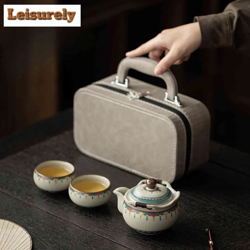 

Ru Kiln Dunhuang Ruyi Tea Set Complete Set Ancient Tea Ceremony Set Tea Brewing Teapot and Tea Cup Set for Tea Supplies Craft
