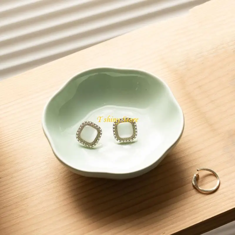 

N58F Ceramic Tray for Jewelry Display Decorative Plate Birthday Christmas Gift Practical Storage Solution for Rings Earrings