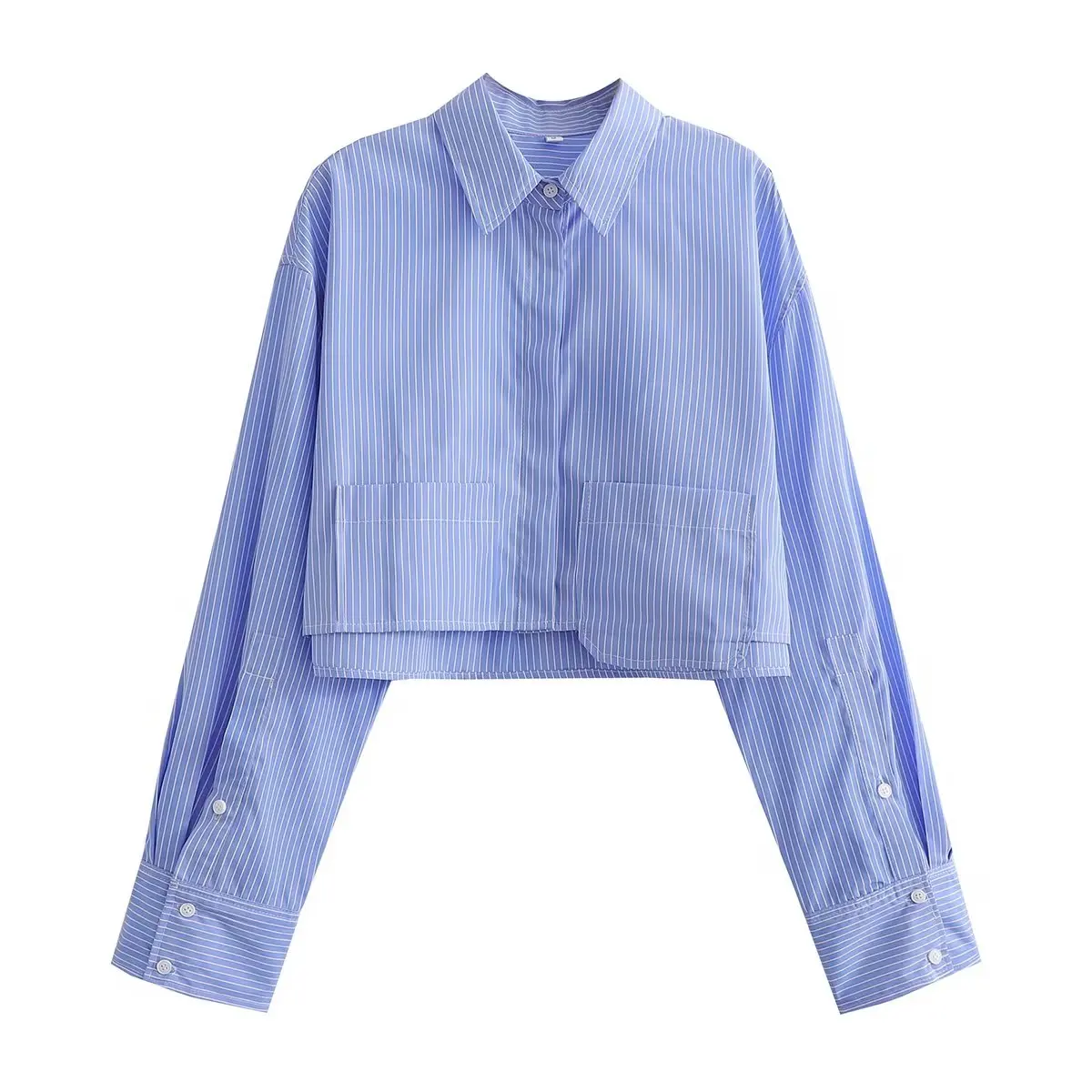 Jenny & Dave camicetta estiva da donna alla moda francese Blogger High Street Pocket Cropped Shirt Retro Casual top donna