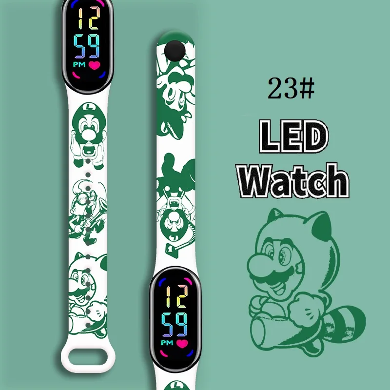 

Mario Bros Children's Watches Action Figures Luigi Princess Peach Yoshi Bowser kids Sport Wristband Waterproof Digital Watch