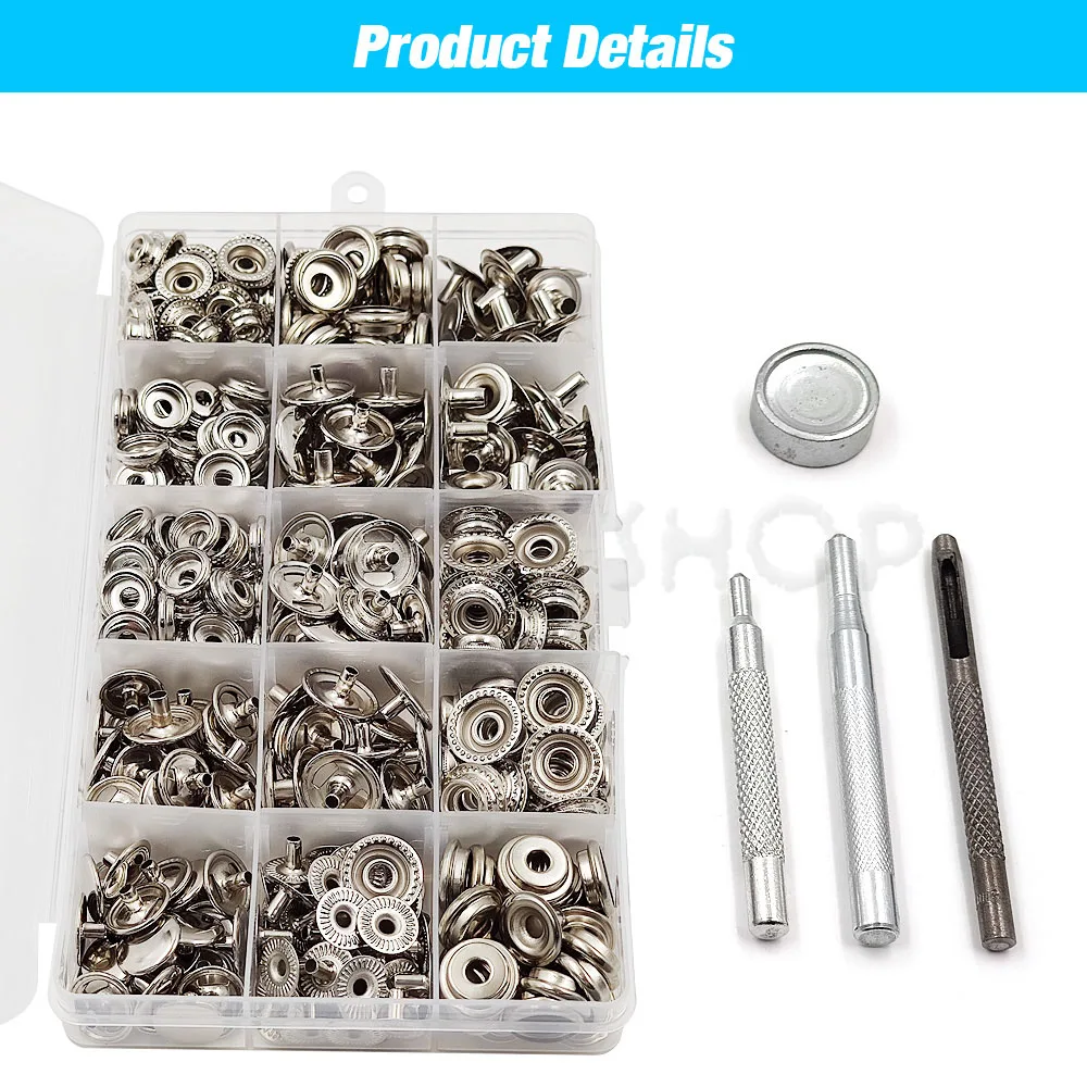25/35 Sets Metall Druckknöpfe Knopf Verschluss Knopf Kein Nähen Snap Druckknöpfe mit Installieren Werkzeuge für Kleidung Taschen Schuhe Lederhandwerk – Detail 3