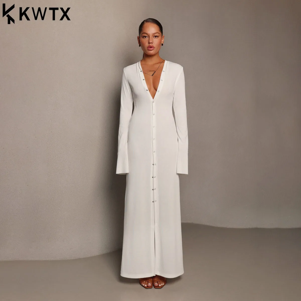 KWTX 2026 Primavera Verano elegante vestido ajustado para fiesta Oficina calle minimalista de un solo pecho ajustado banquete de noche