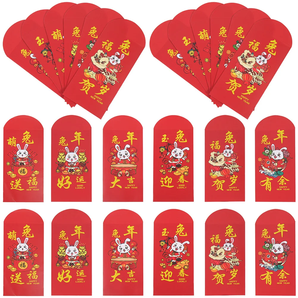 

60 Pcs 2023 Red Envelope Artistic Envelopes Spring Festival Gift Rabbit Chinese New Year Packets Paper for The of