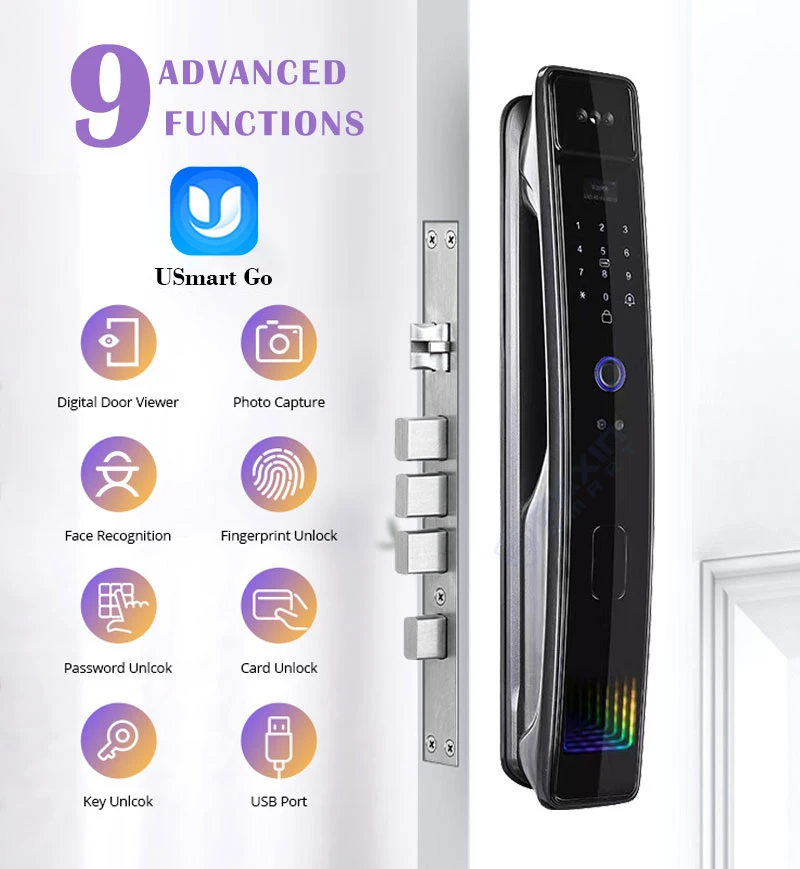 3D Face Recognition WiFi Camera Smart Lock Digital Fingerprint Electronic  Smart Door Lock APP/Key/Car