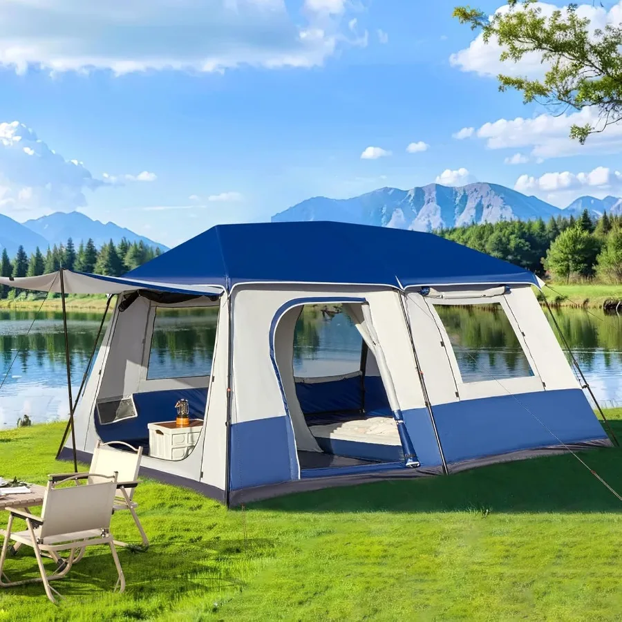 Instant Cabin Tent 4/8 Person Family Large Camping Tent with 60s Easy Setup Rainfly Waterproof Design Portable with Carry Bag f