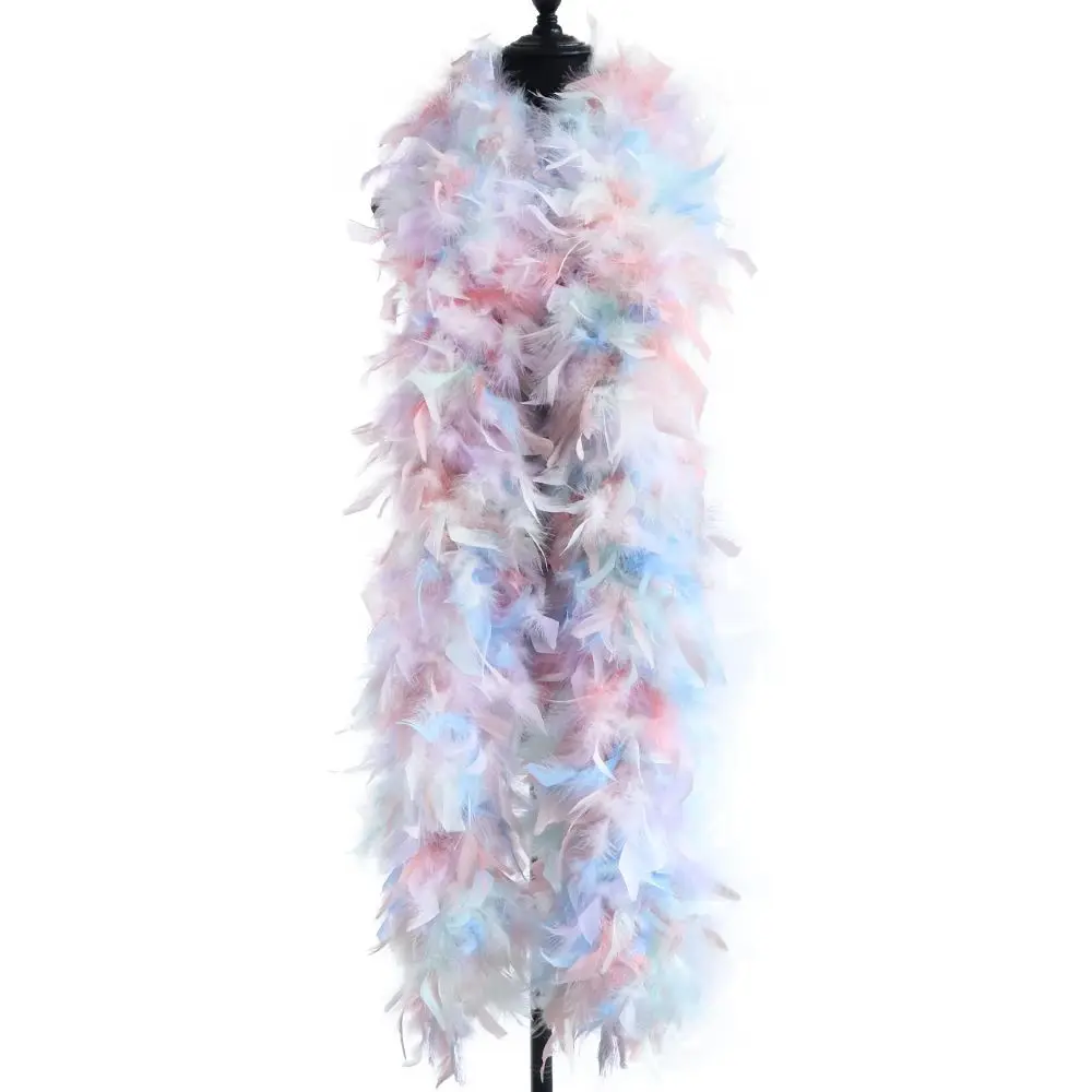 

Multicolored Turkey Feathers Boa Fluffy Ribbon for Clothing Dress Accessories 2M Long 90g Scarf Wedding Party Decorations Crafts