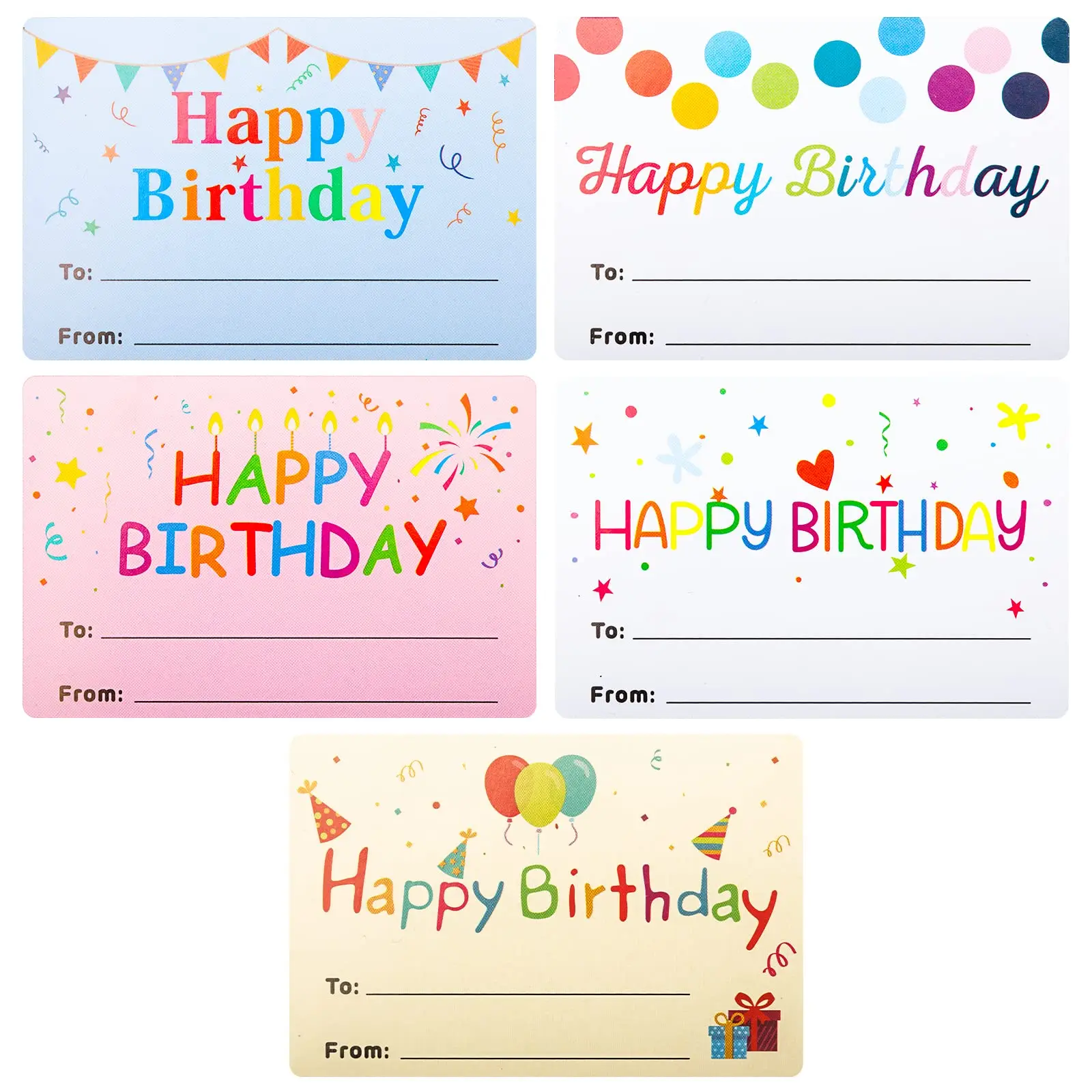 100 Pieces of Happy Birthday Gift Tags, Birthday Gift Stickers, Happy Birthday Stickers, Name Gift Tags, 5 Birthday Rectangle St