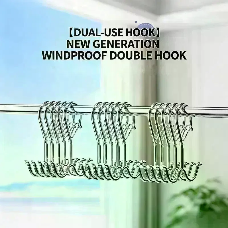 1/5/10Pcs Double Hooks Heavy-duty Metal Safety Buckle Hanging Kitchen Utensils Clothes Towels Shoes