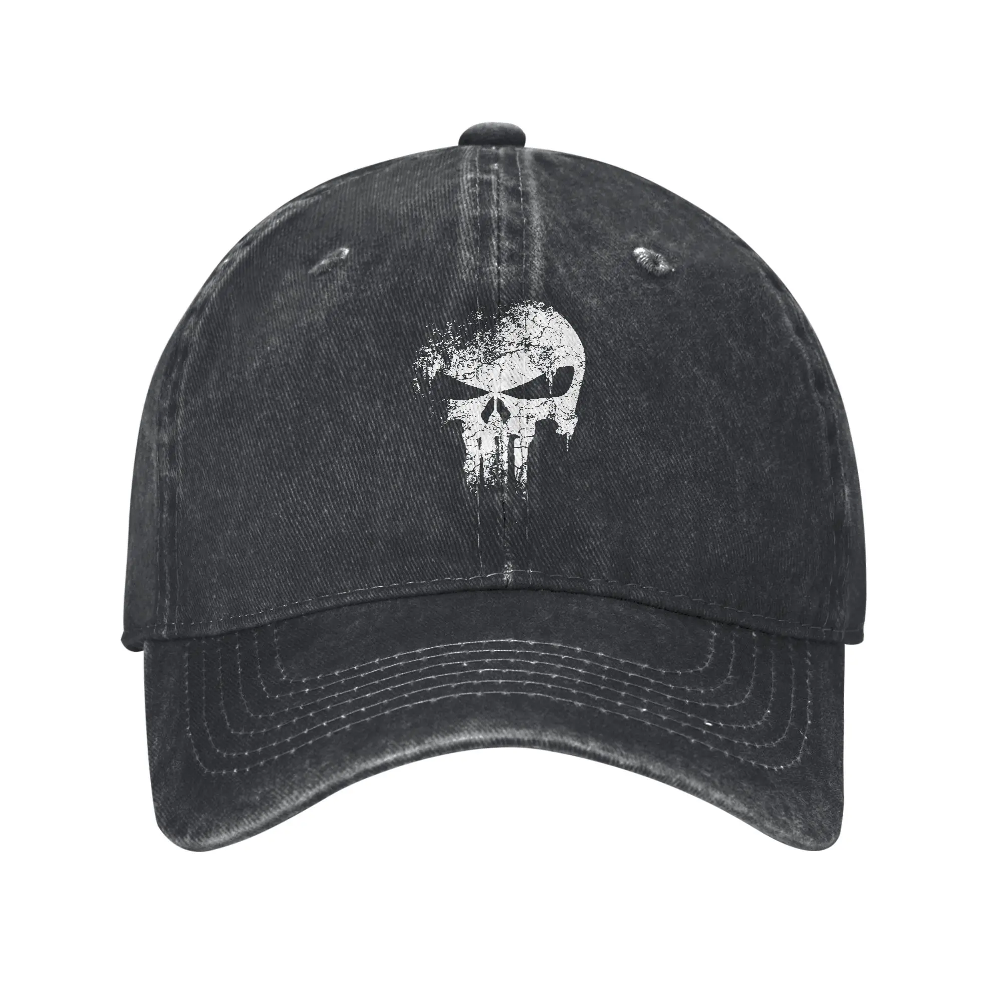 Punisher Skull Unisex Baseball Caps  Distressed Washed Caps Hat Retro Outdoor All Seasons Travel Unstructured Soft Snapback Cap