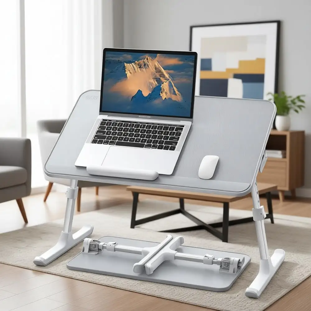 

Серый регулируемый столик для ноутбука с подносом, портативный столик для письма и еды для кровати или дивана, подходит для взрослых и детей (20,5x11 дюймов)