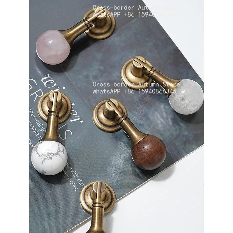 Brass handle pendant French modern simple wardrobe door handle, Chinese high-end medium and ancient style for cabinet drawers
